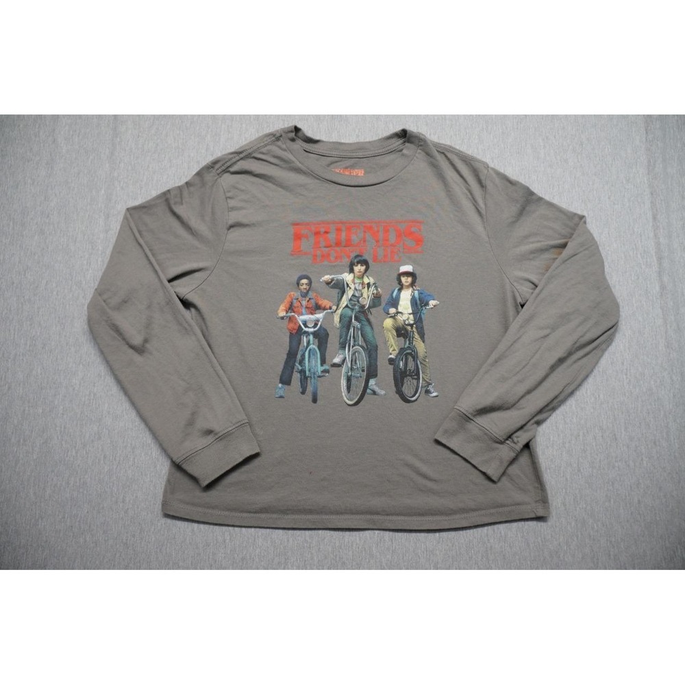 Netflix Stranger Things‎ Shirt Womens Small Gray Graphic Friends Don't Lie